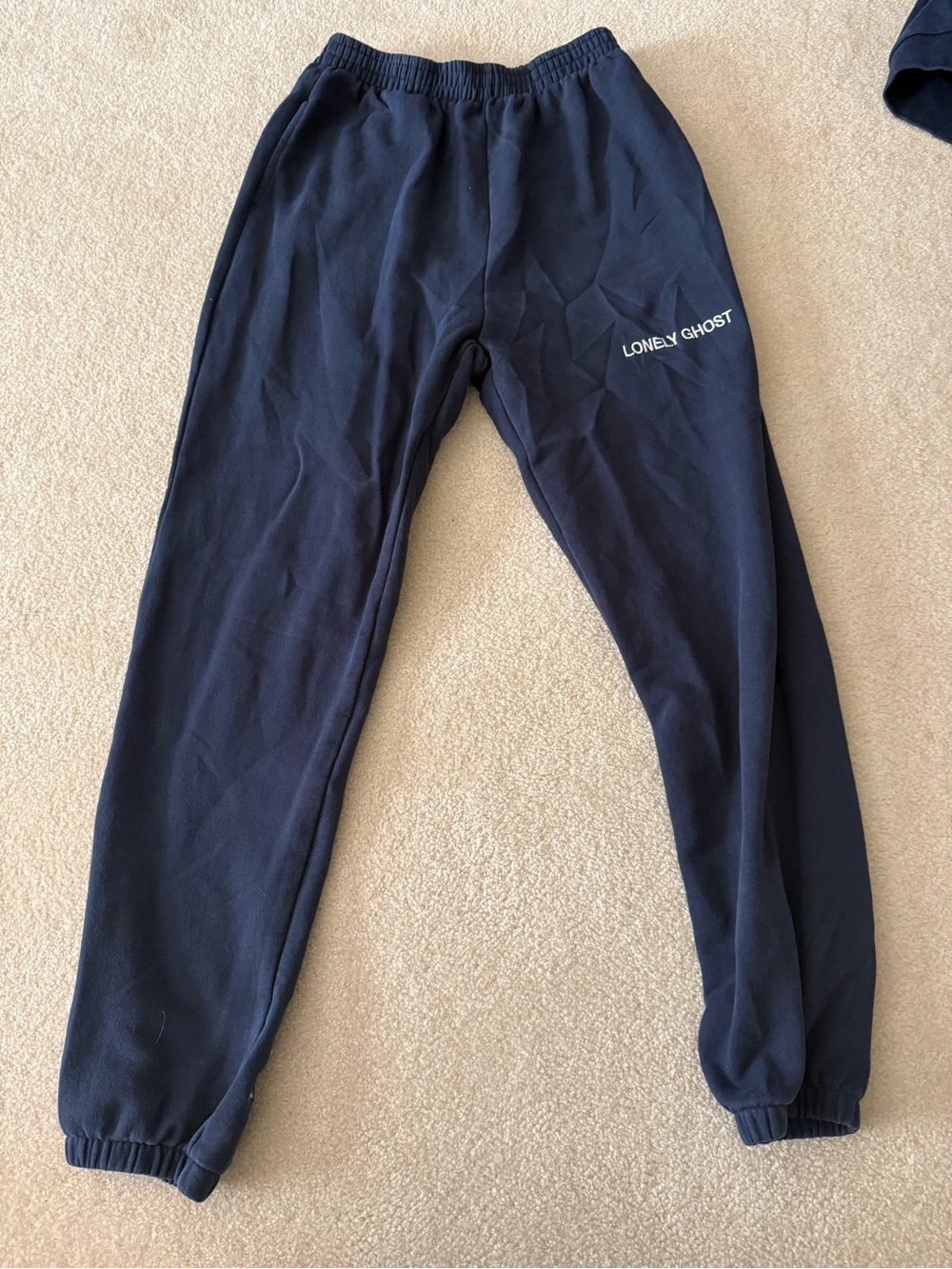 Lonely Ghost Navy Pullover Hoodie - Women’s Comfortable Sweatpants - Picture 2 of 2